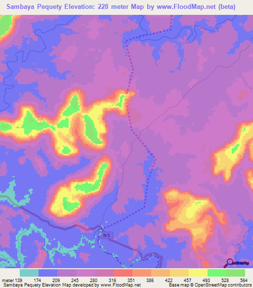 Sambaya Pequety,Guinea Elevation Map