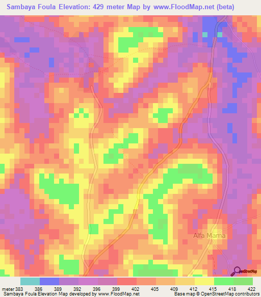 Sambaya Foula,Guinea Elevation Map