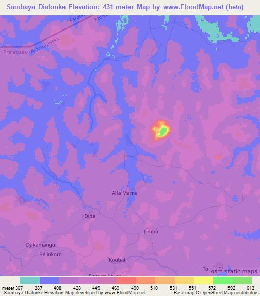 Sambaya Dialonke,Guinea Elevation Map