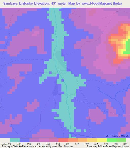 Sambaya Dialonke,Guinea Elevation Map