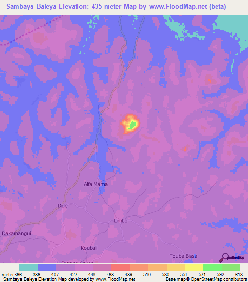 Sambaya Baleya,Guinea Elevation Map