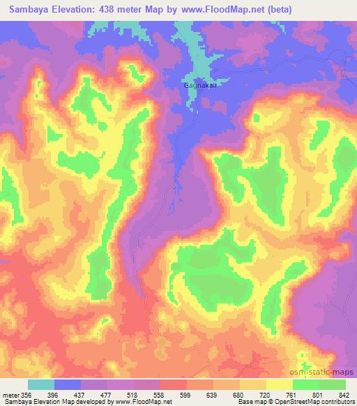 Sambaya,Guinea Elevation Map