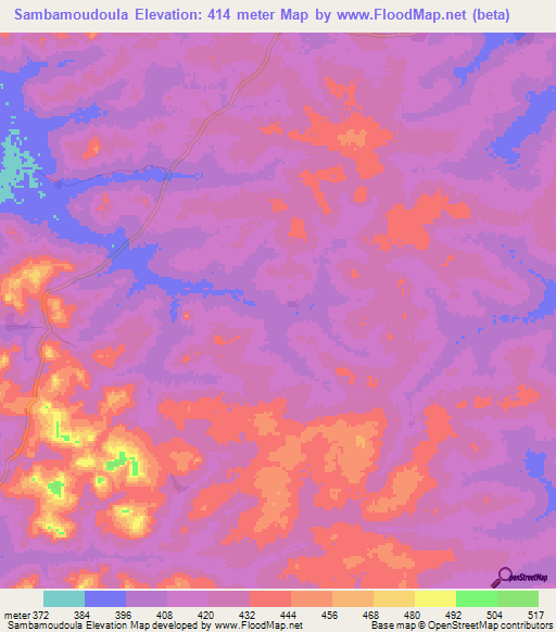 Sambamoudoula,Guinea Elevation Map