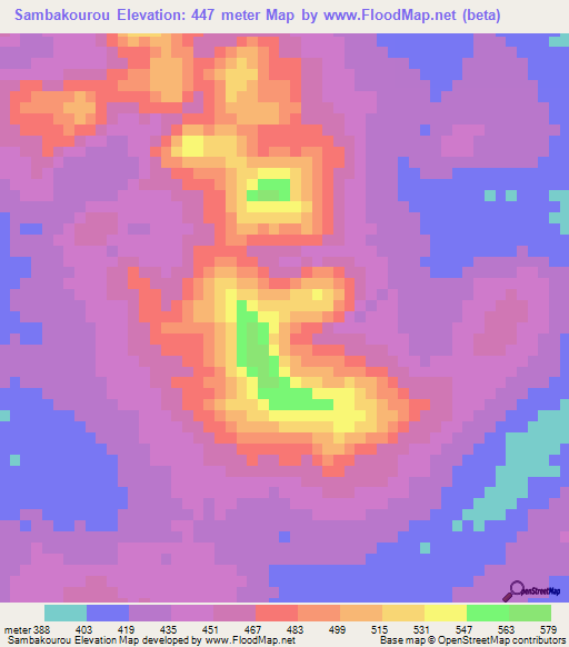 Sambakourou,Guinea Elevation Map