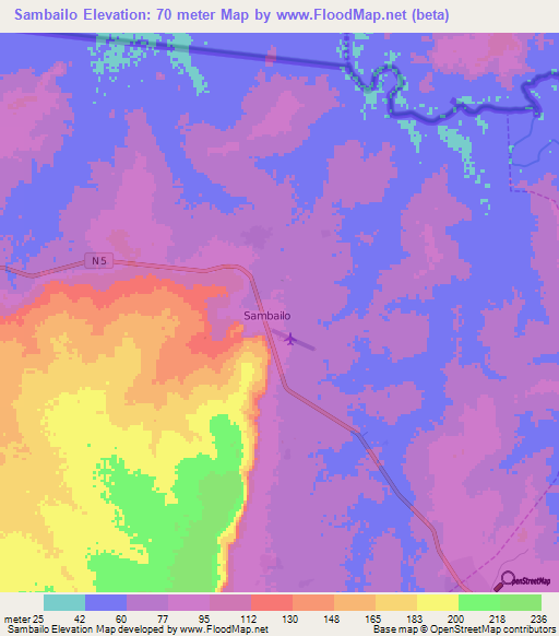 Sambailo,Guinea Elevation Map