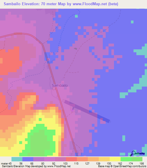 Sambailo,Guinea Elevation Map