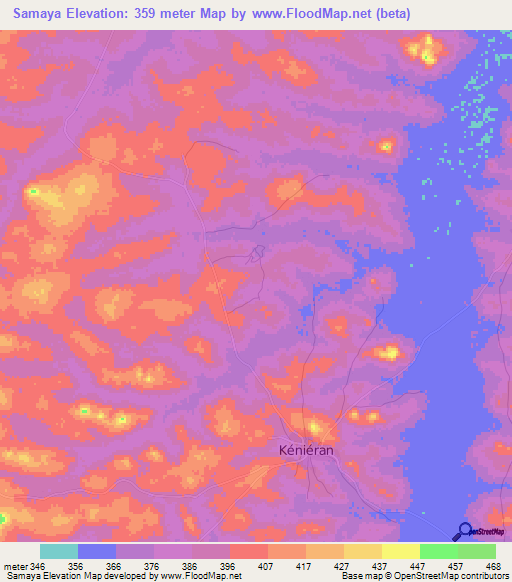 Samaya,Guinea Elevation Map