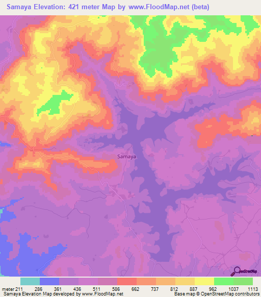 Samaya,Guinea Elevation Map