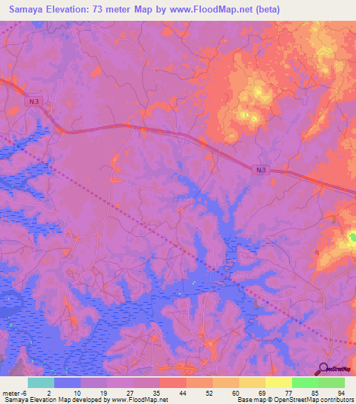 Samaya,Guinea Elevation Map