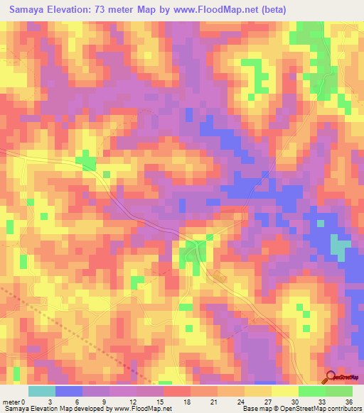 Samaya,Guinea Elevation Map