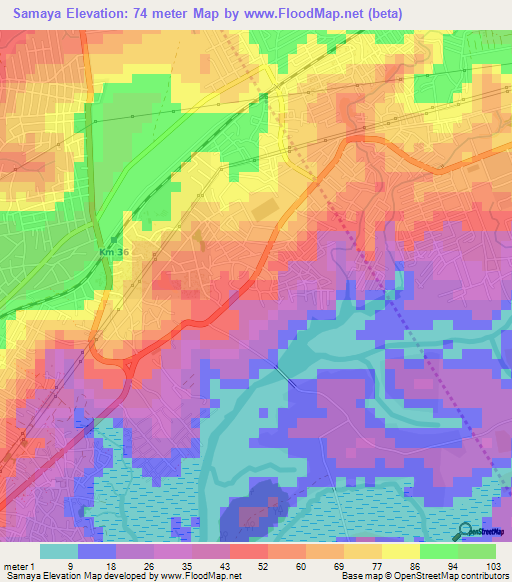 Samaya,Guinea Elevation Map