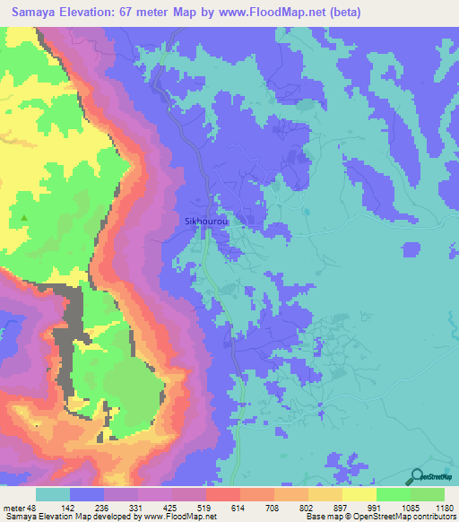 Samaya,Guinea Elevation Map