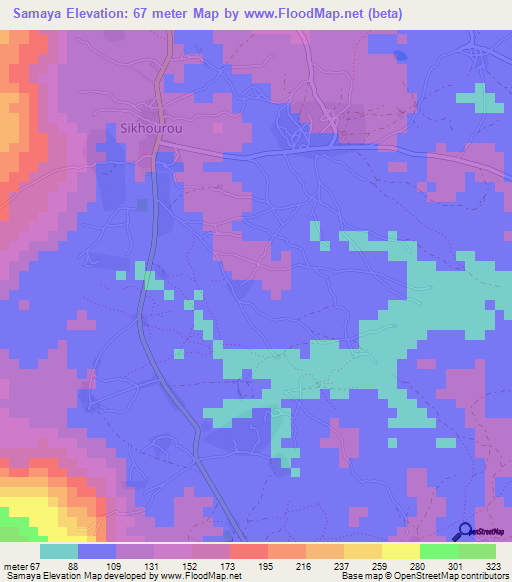 Samaya,Guinea Elevation Map