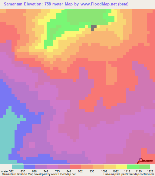 Samantan,Guinea Elevation Map