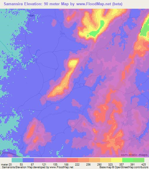 Samansira,Guinea Elevation Map