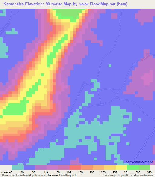 Samansira,Guinea Elevation Map