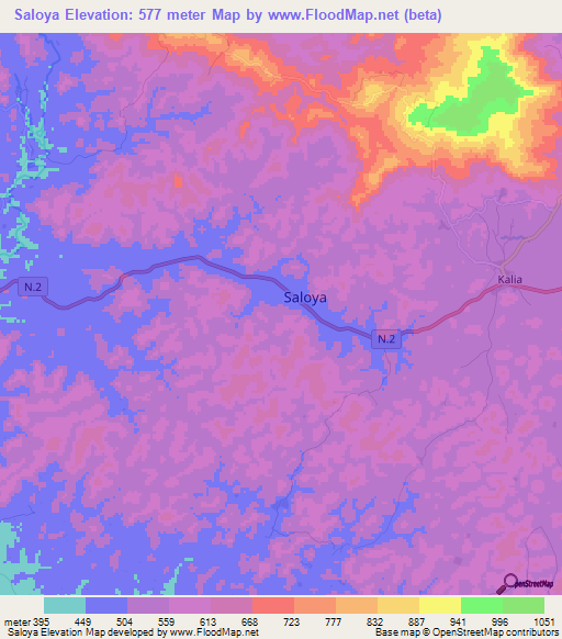 Saloya,Guinea Elevation Map