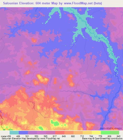 Salounian,Guinea Elevation Map