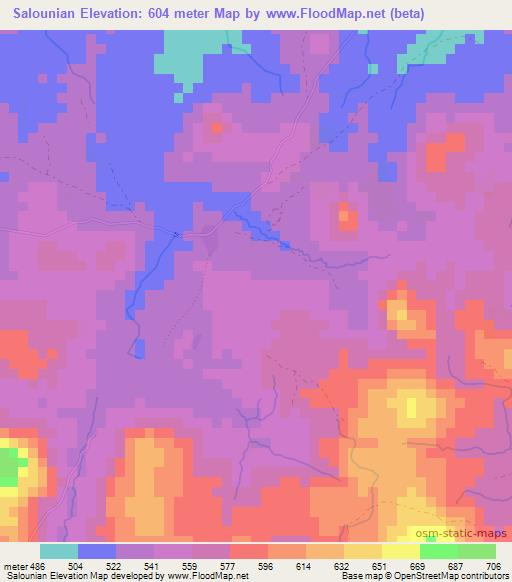 Salounian,Guinea Elevation Map