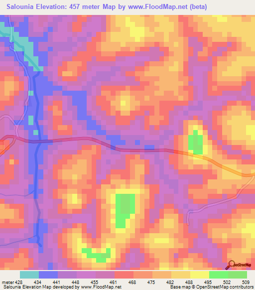 Salounia,Guinea Elevation Map