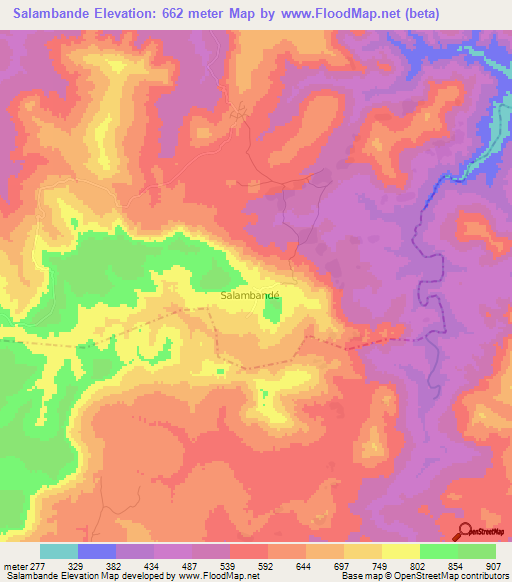 Salambande,Guinea Elevation Map