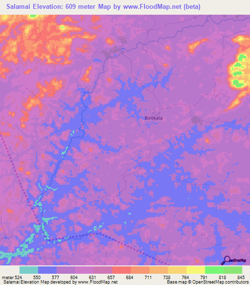 Salamai,Guinea Elevation Map