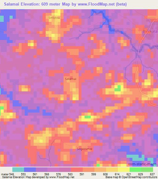 Salamai,Guinea Elevation Map