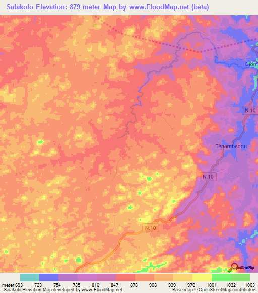 Salakolo,Guinea Elevation Map