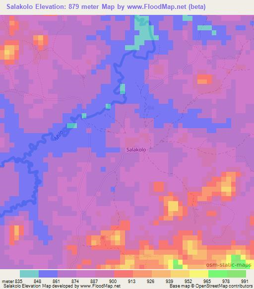 Salakolo,Guinea Elevation Map