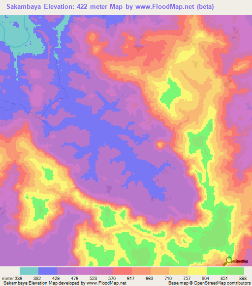 Sakambaya,Guinea Elevation Map