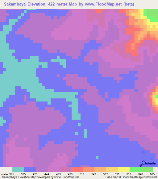 Sakambaya,Guinea Elevation Map