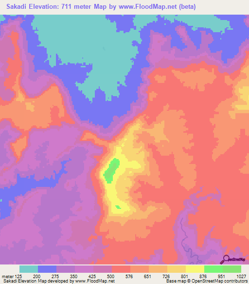 Sakadi,Guinea Elevation Map