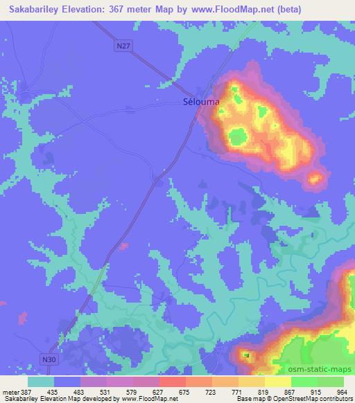 Sakabariley,Guinea Elevation Map