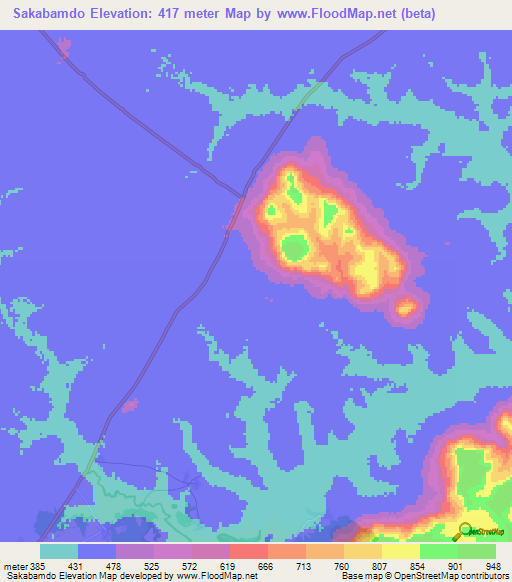 Sakabamdo,Guinea Elevation Map