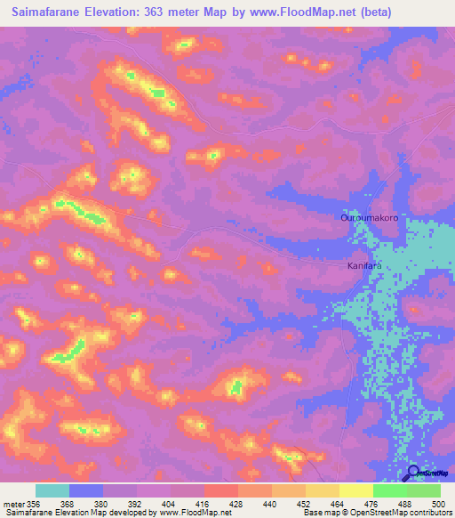 Saimafarane,Guinea Elevation Map