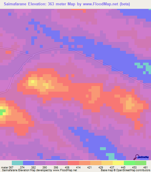 Saimafarane,Guinea Elevation Map