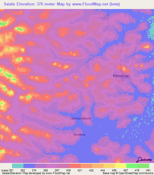 Saiale,Guinea Elevation Map