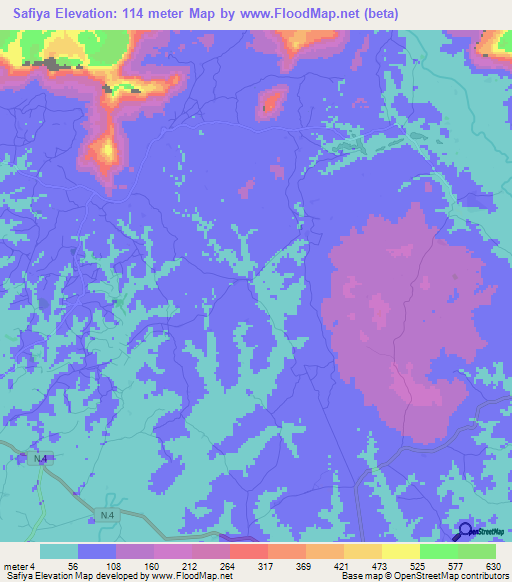 Safiya,Guinea Elevation Map