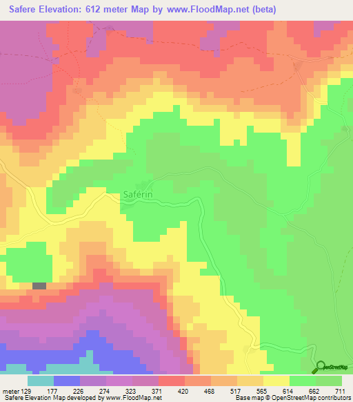 Safere,Guinea Elevation Map