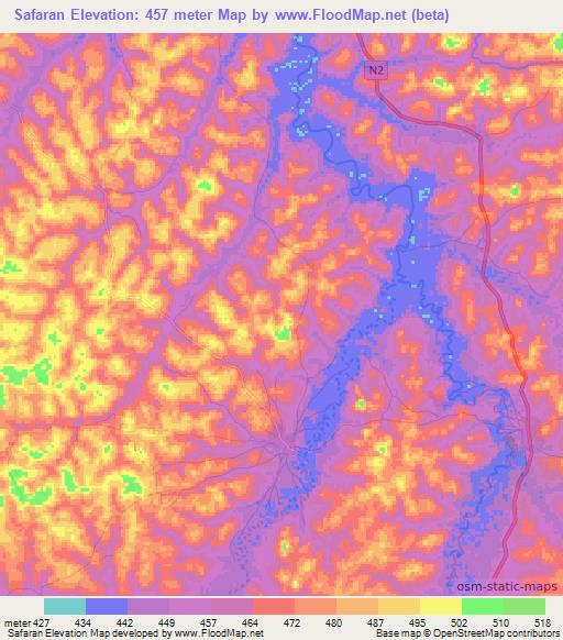 Safaran,Guinea Elevation Map