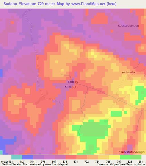 Saddou,Guinea Elevation Map