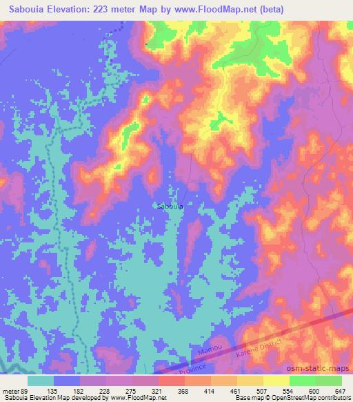 Sabouia,Guinea Elevation Map