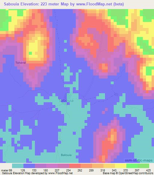 Sabouia,Guinea Elevation Map