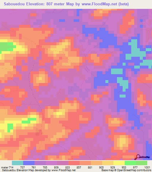 Sabouedou,Guinea Elevation Map