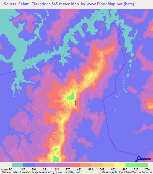 Sabere Salam,Guinea Elevation Map