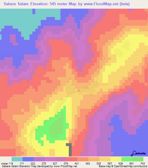 Sabere Salam,Guinea Elevation Map