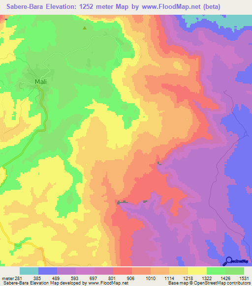 Sabere-Bara,Guinea Elevation Map