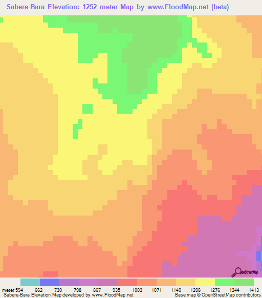 Sabere-Bara,Guinea Elevation Map