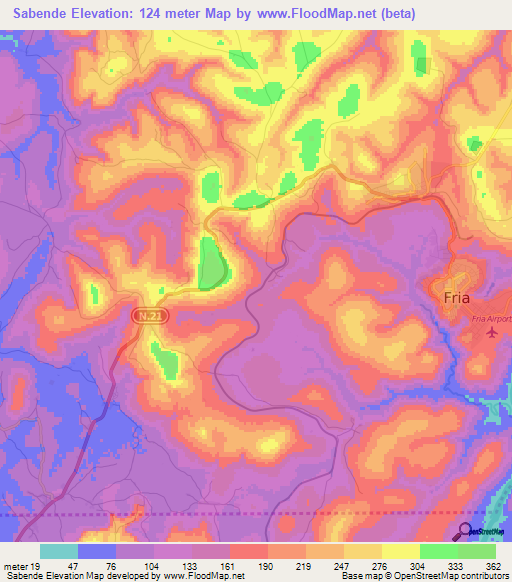 Sabende,Guinea Elevation Map