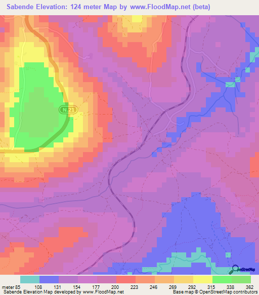 Sabende,Guinea Elevation Map